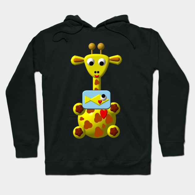 Cute Giraffe with a Goldfish Hoodie by CuteCrittersWithHeart